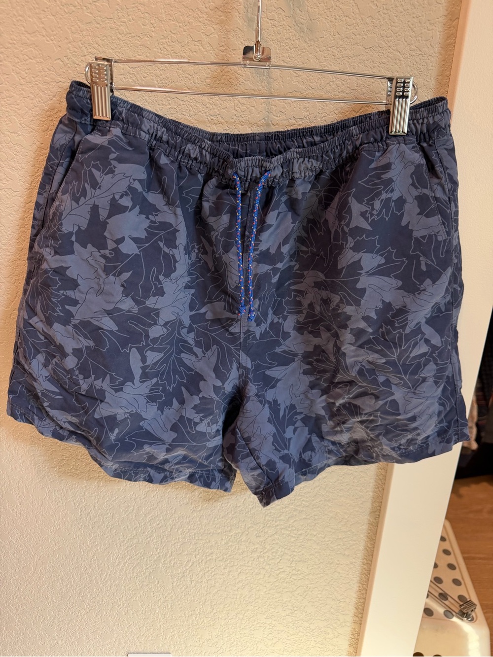 Marmot Navy Leaf-Print Swim Trunks